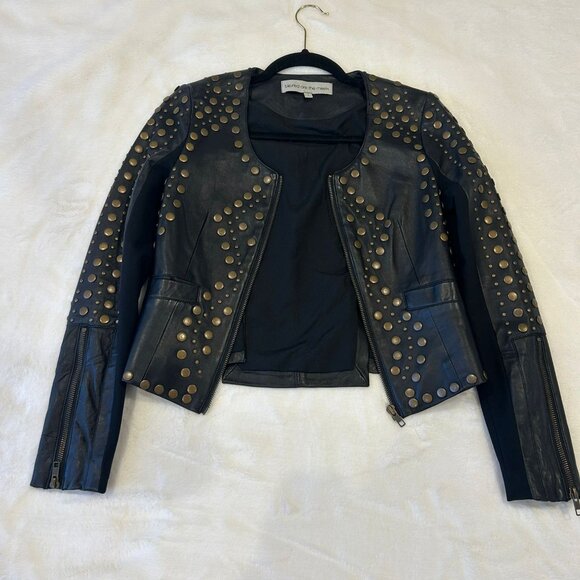 lambskin studded leather jacket size xs - Picture 1 of 3